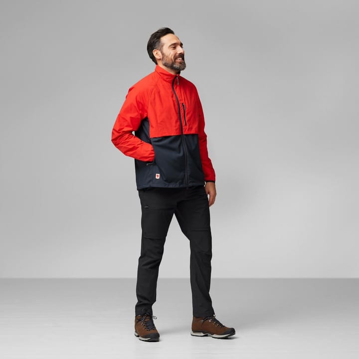 Fjällräven Men's HC Hybrid Wind Jacket Dark Navy-Flame Orange Fjällräven