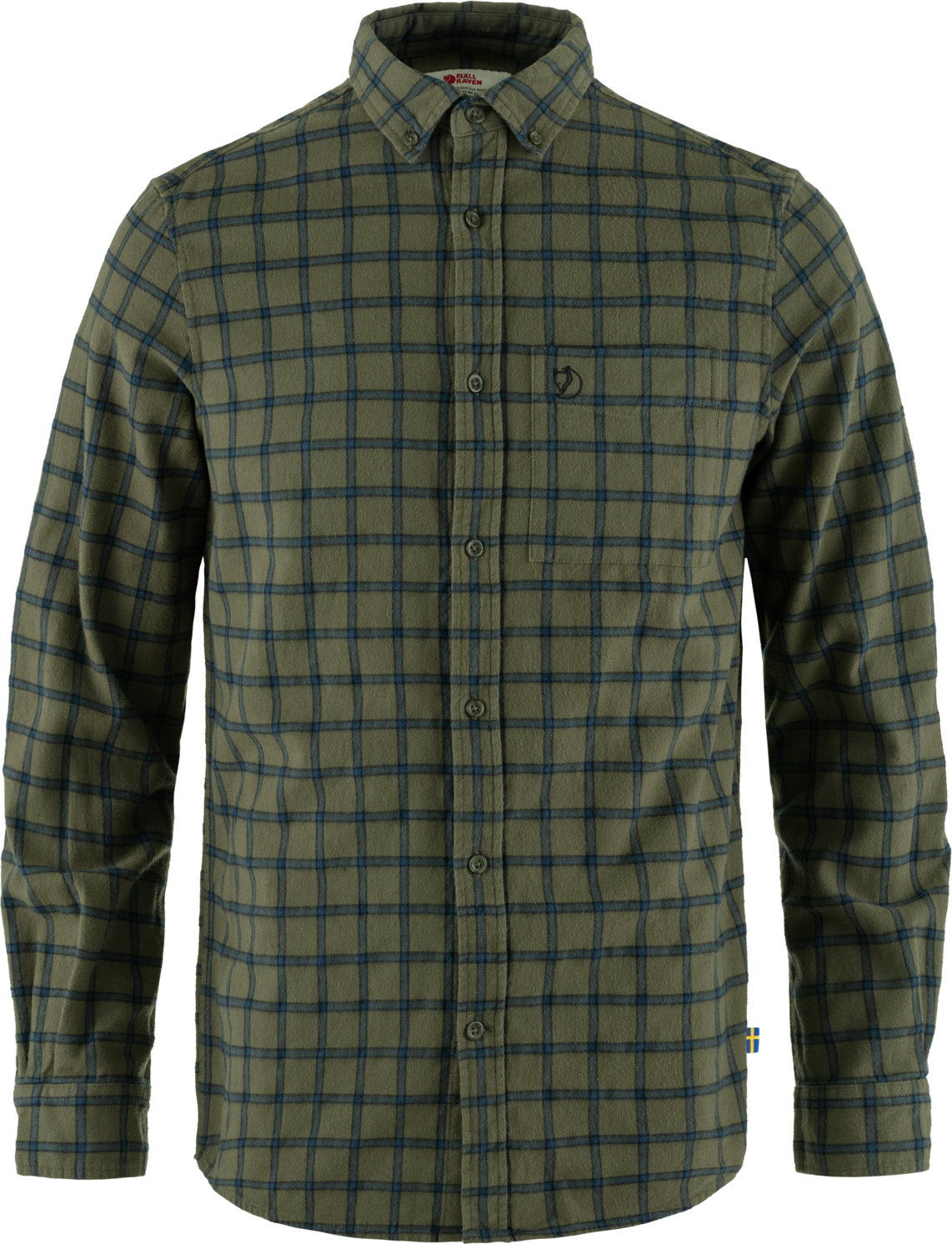 Fjällräven Men’s Övik Flannel Shirt Laurel Green-Indigo Blue