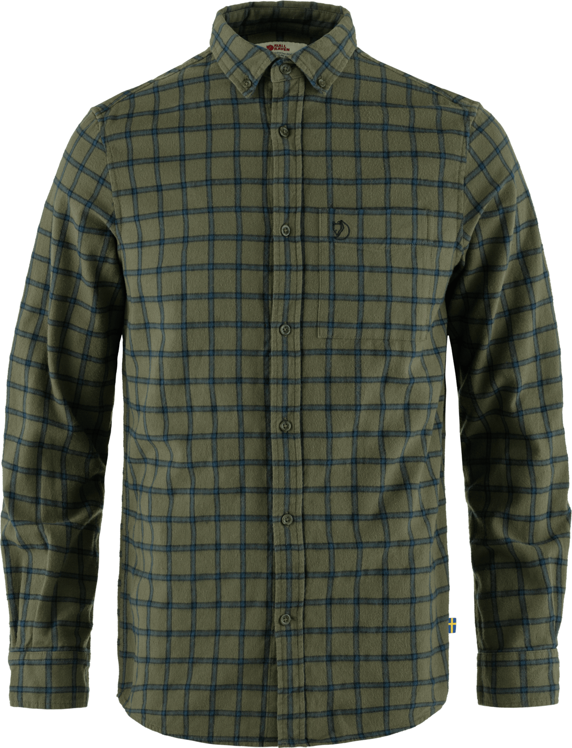 Fjällräven Men's Övik Flannel Shirt Laurel Green-Indigo Blue