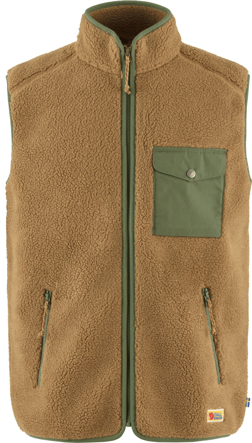 Fjällräven Men's Vardag Pile Fleece Vest Buckwheat Brown-Laurel Green