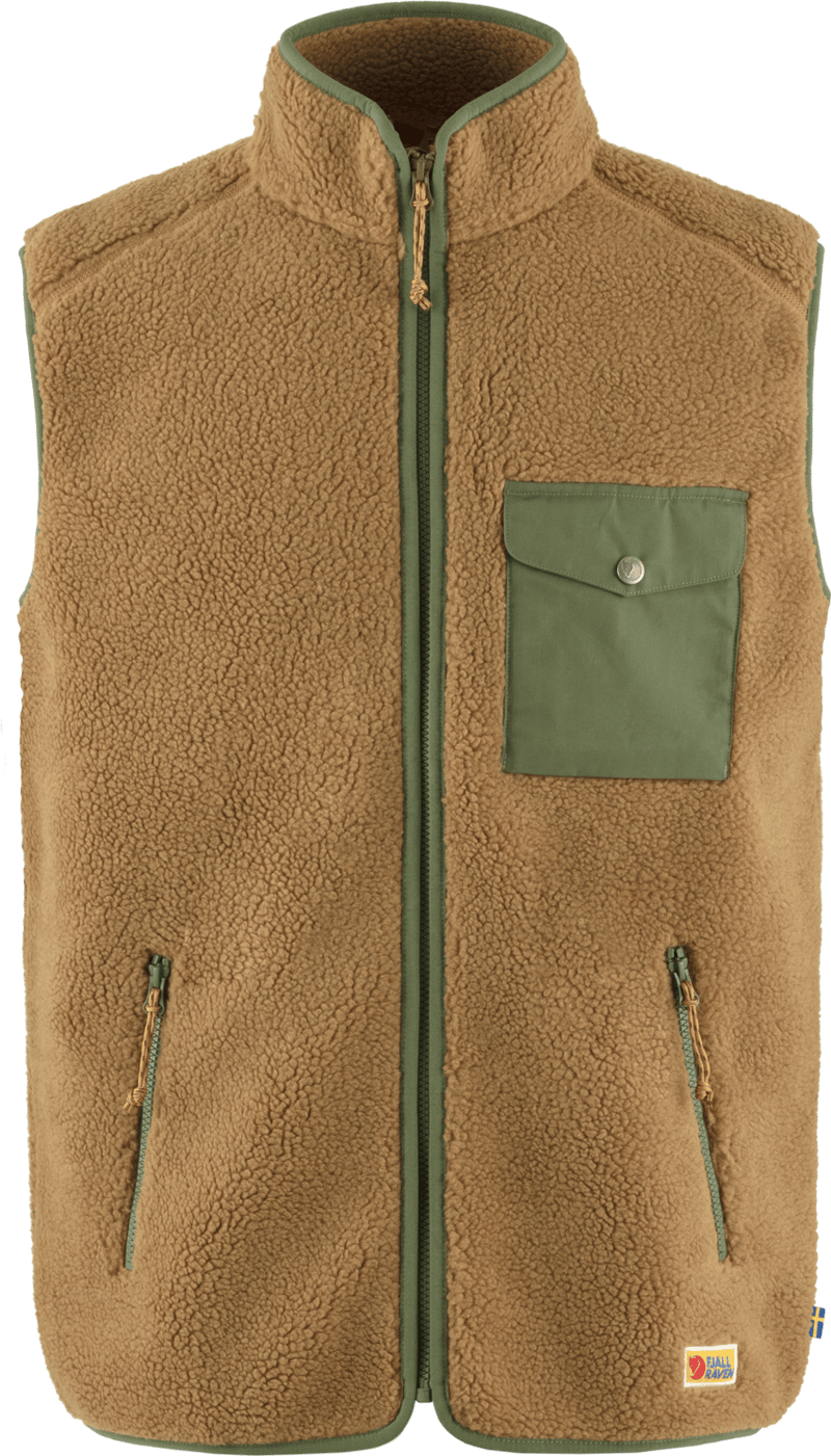 Men's Vardag Pile Fleece Vest Buckwheat Brown-Laurel Green | Buy