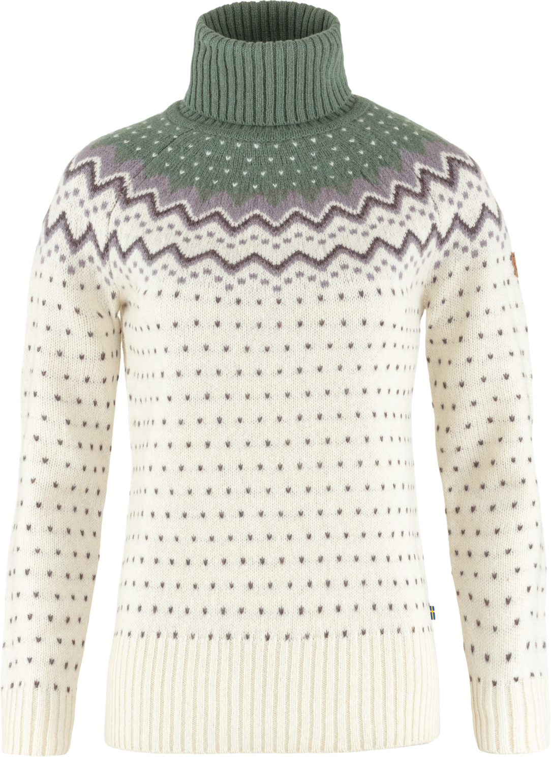 Fjällräven Women’s Övik Knit Roller Neck Chalk White-Patina Green