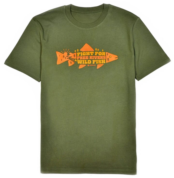 Frodin Flies Frödin Free Rivers & Wild Fish T-Shirt Khaki Green Frodin Flies