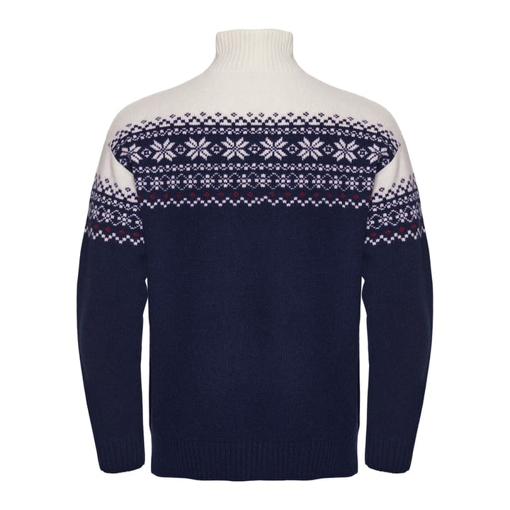 Gridarmor Men's Snøkrystall Half Zip Ullgenser Dark Navy/White/Red Gridarmor