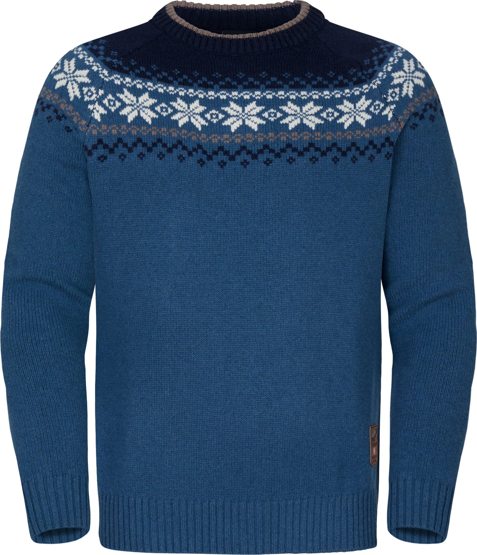 Gridarmor Men’s Snøkrystall Round Neck Ullgenser Blue/White/Navy