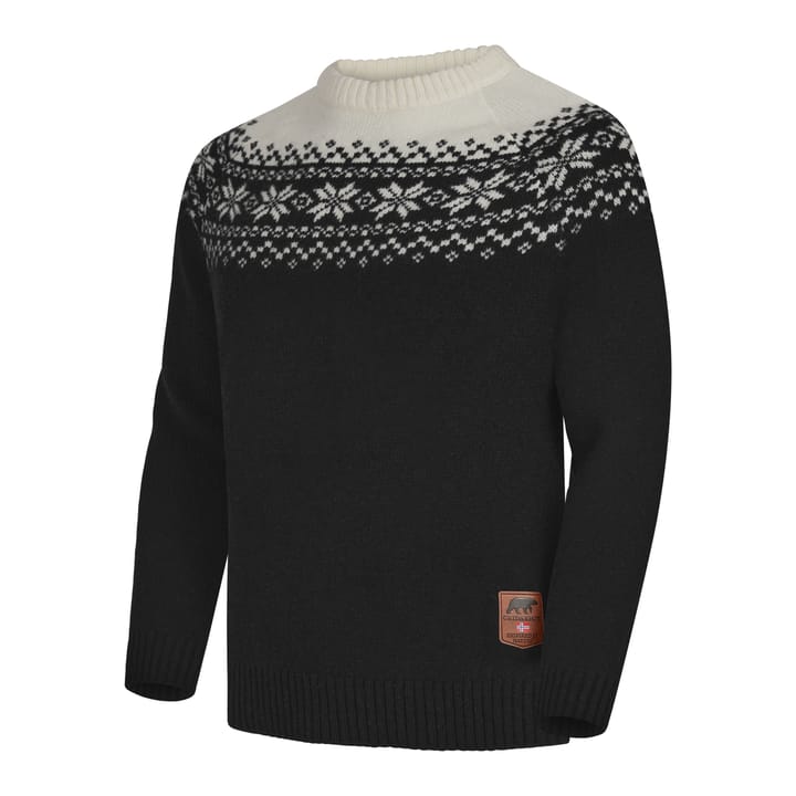 Gridarmor Men's Snøkrystall Round Neck Ullgenser Black/White Gridarmor