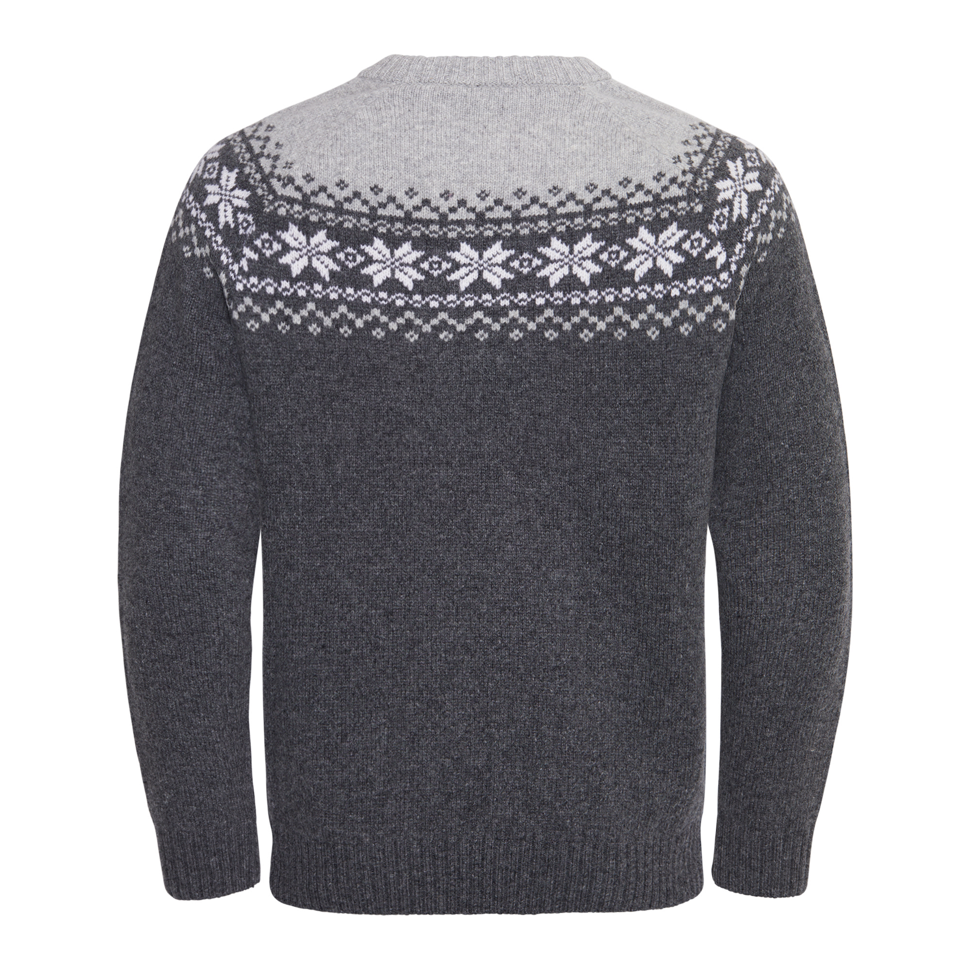 Gridarmor Men’s Snøkrystall Round Neck Ullgenser Dark Grey/Light Grey/White