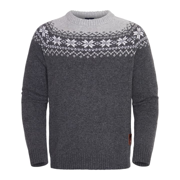 Gridarmor Men's Snøkrystall Round Neck Ullgenser Dark Grey/Light Grey/White Gridarmor