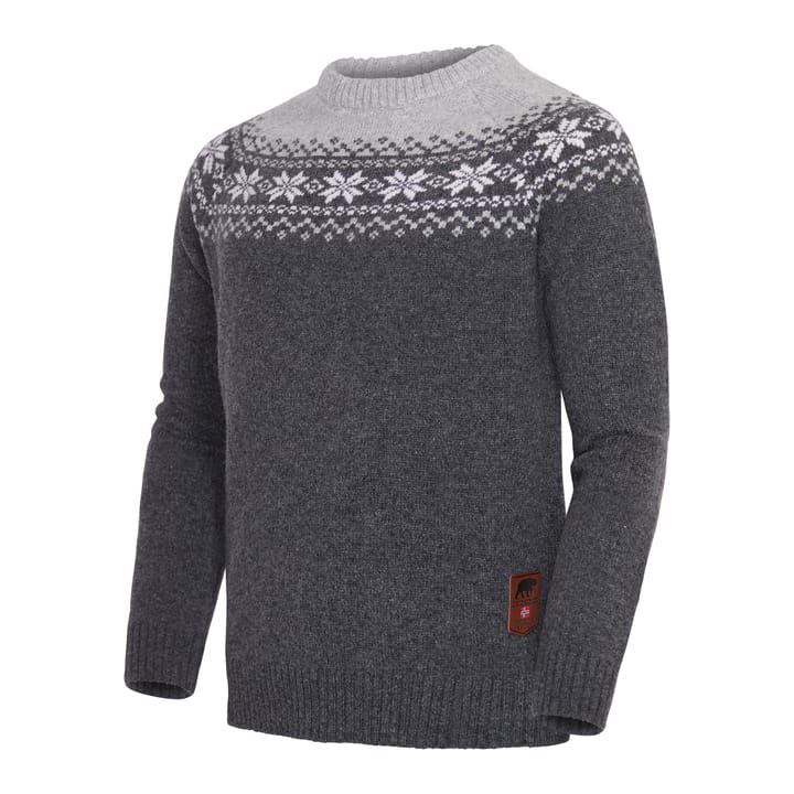 Gridarmor Men's Snøkrystall Round Neck Ullgenser Dark Grey/Light Grey/White Gridarmor