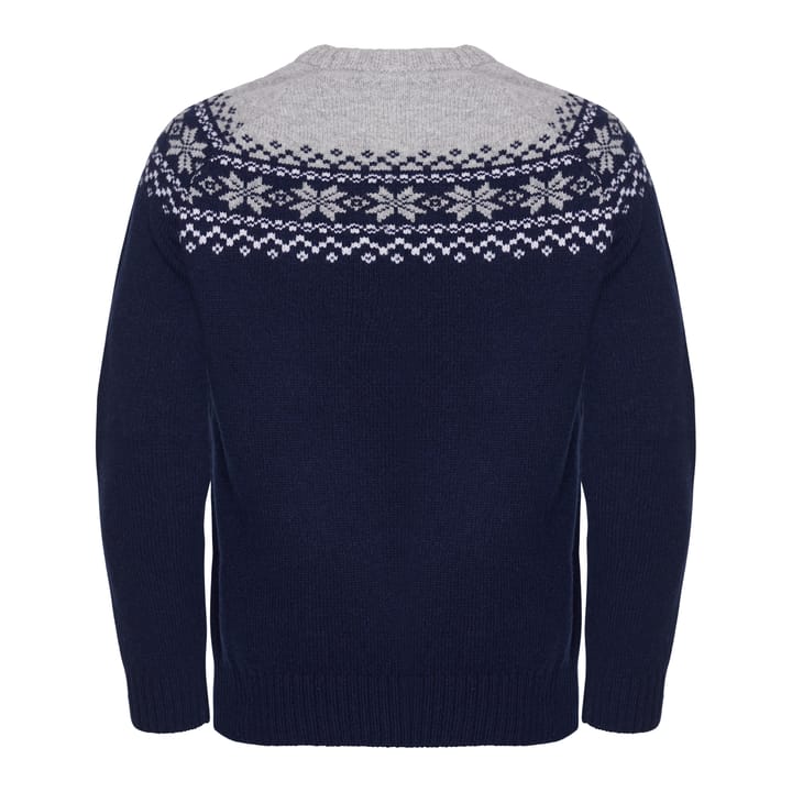 Gridarmor Men's Snøkrystall Round Neck Ullgenser Dark Navy/Light Grey/White Gridarmor