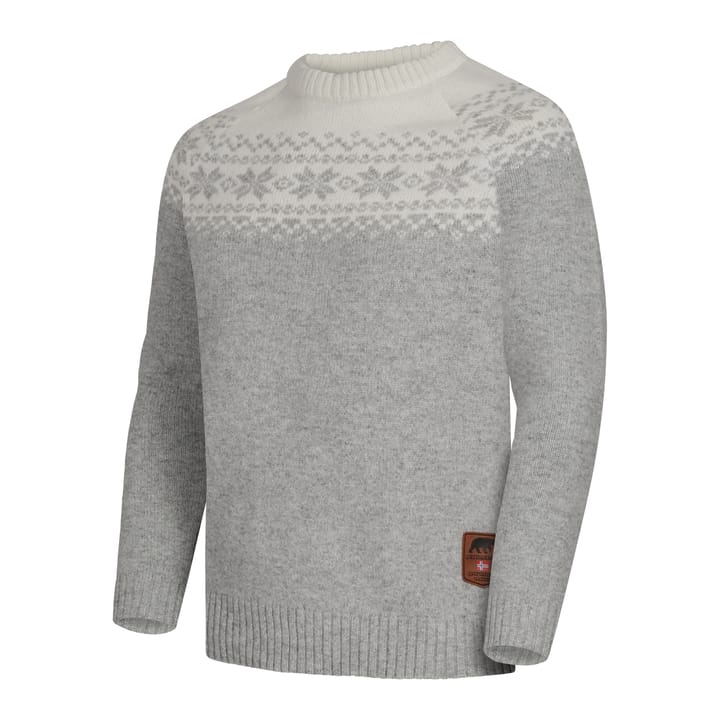 Gridarmor Men's Snøkrystall Round Neck Ullgenser Light Grey/White Gridarmor