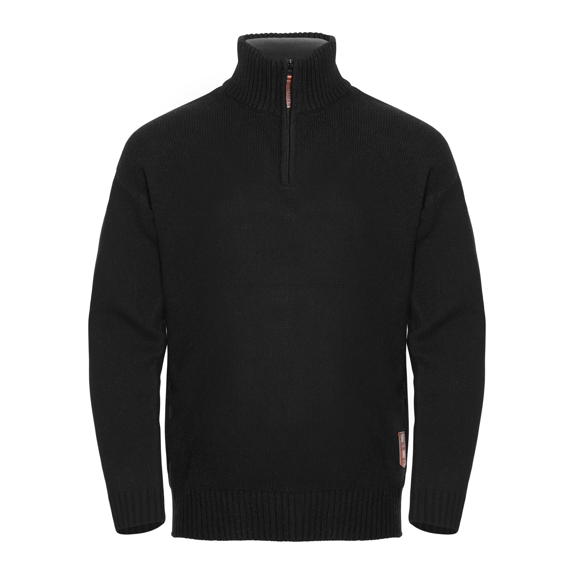 Gridarmor Men’s Snøkrystall Solid Half Zip Ullgenser Black Beauty