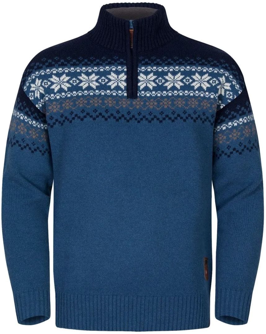 Gridarmor Men's Snøkrystall Half Zip Ullgenser Blue/White/Navy