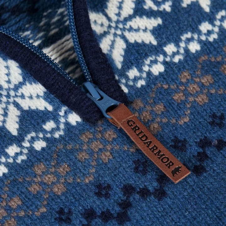 Gridarmor Men's Snøkrystall Half Zip Ullgenser Blue/White/Navy Gridarmor