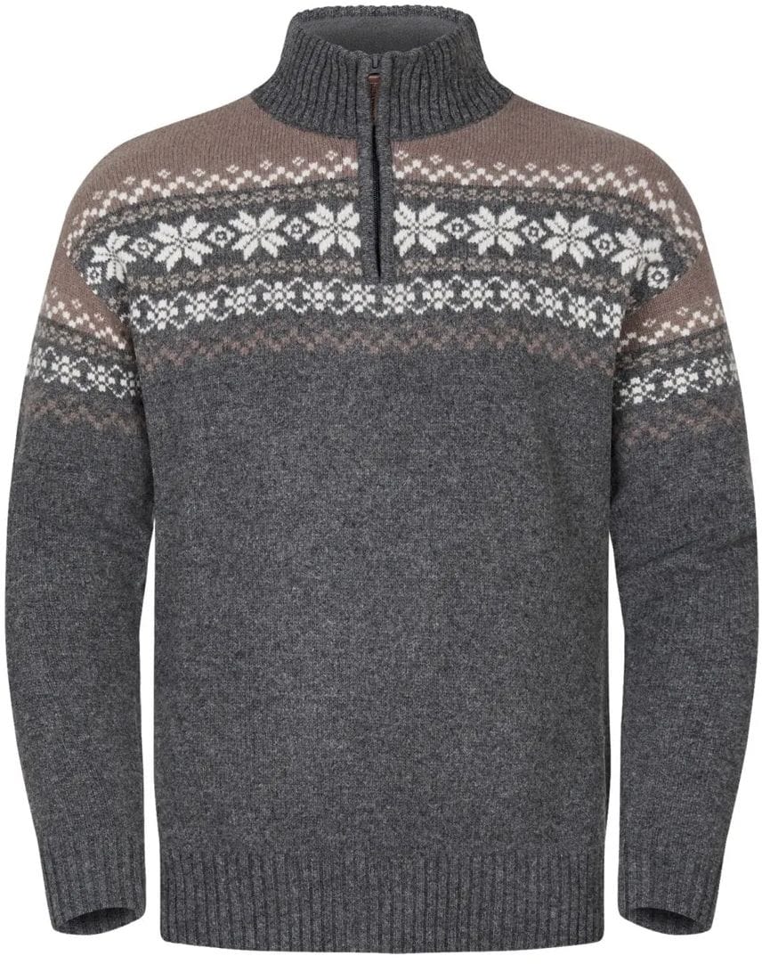 Gridarmor Men's Snøkrystall Half Zip Ullgenser Grey/Beige/White