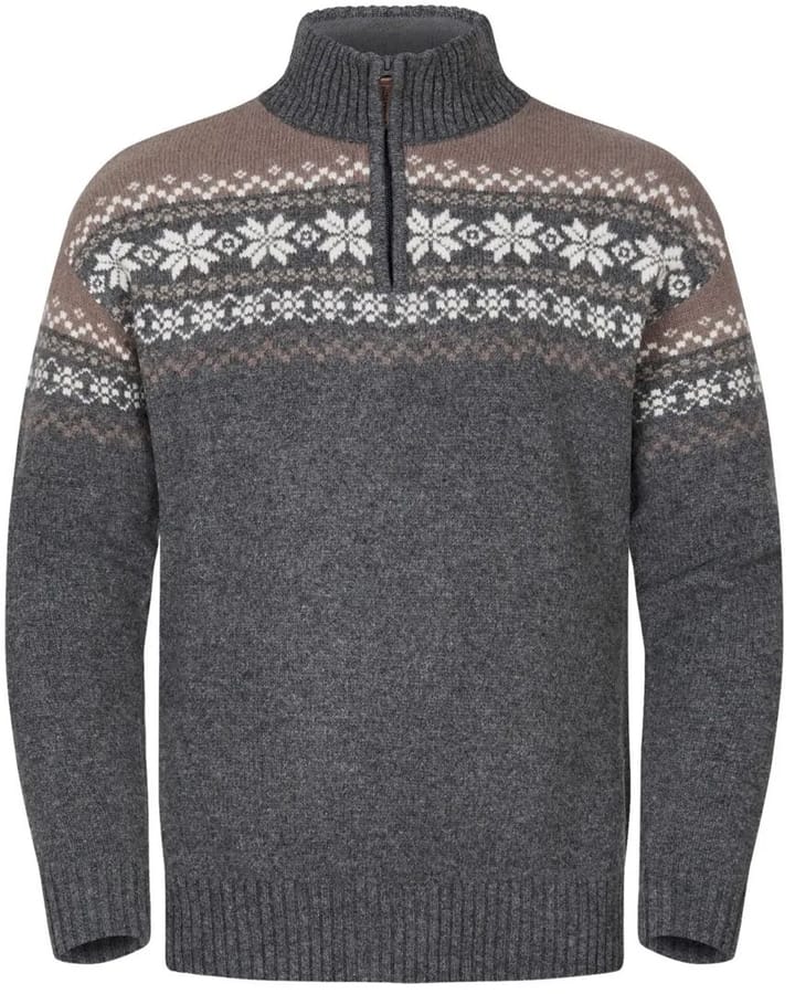 Gridarmor Men's Snøkrystall Half Zip Ullgenser Grey/Beige/White Gridarmor