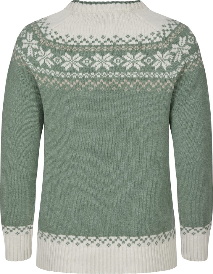 Gridarmor Women’s Snøkrystall Round Neck Ullgenser Green/White/Beige Gridarmor