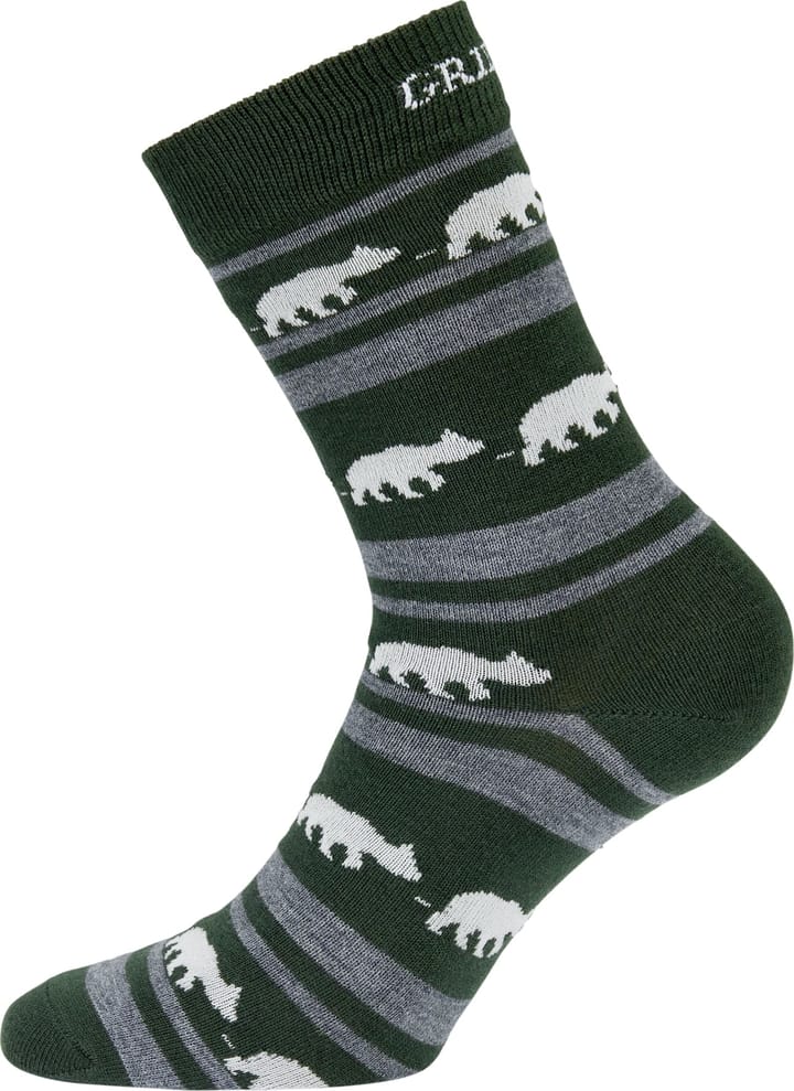 Gridarmor Striped Bear Merino Socks Green/Grey/White Gridarmor