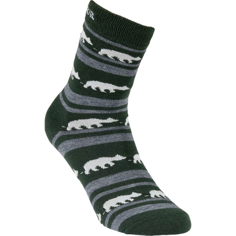 Gridarmor Striped Bear Merino Socks Green/Grey/White