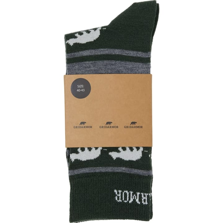 Gridarmor Striped Bear Merino Socks Green/Grey/White Gridarmor