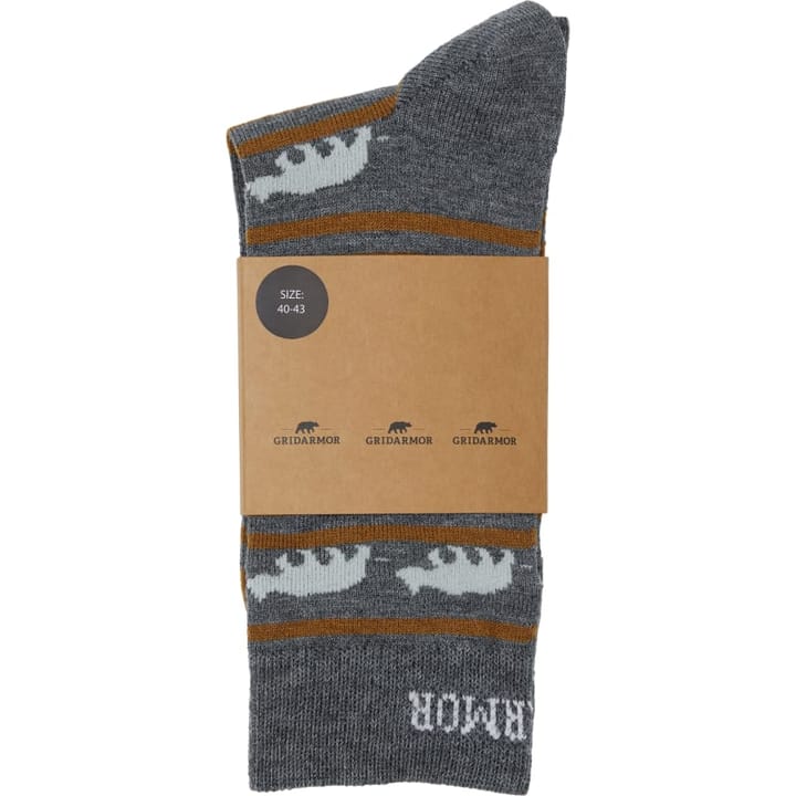 Gridarmor Striped Bear Merino Socks Grey/Beige/White Gridarmor