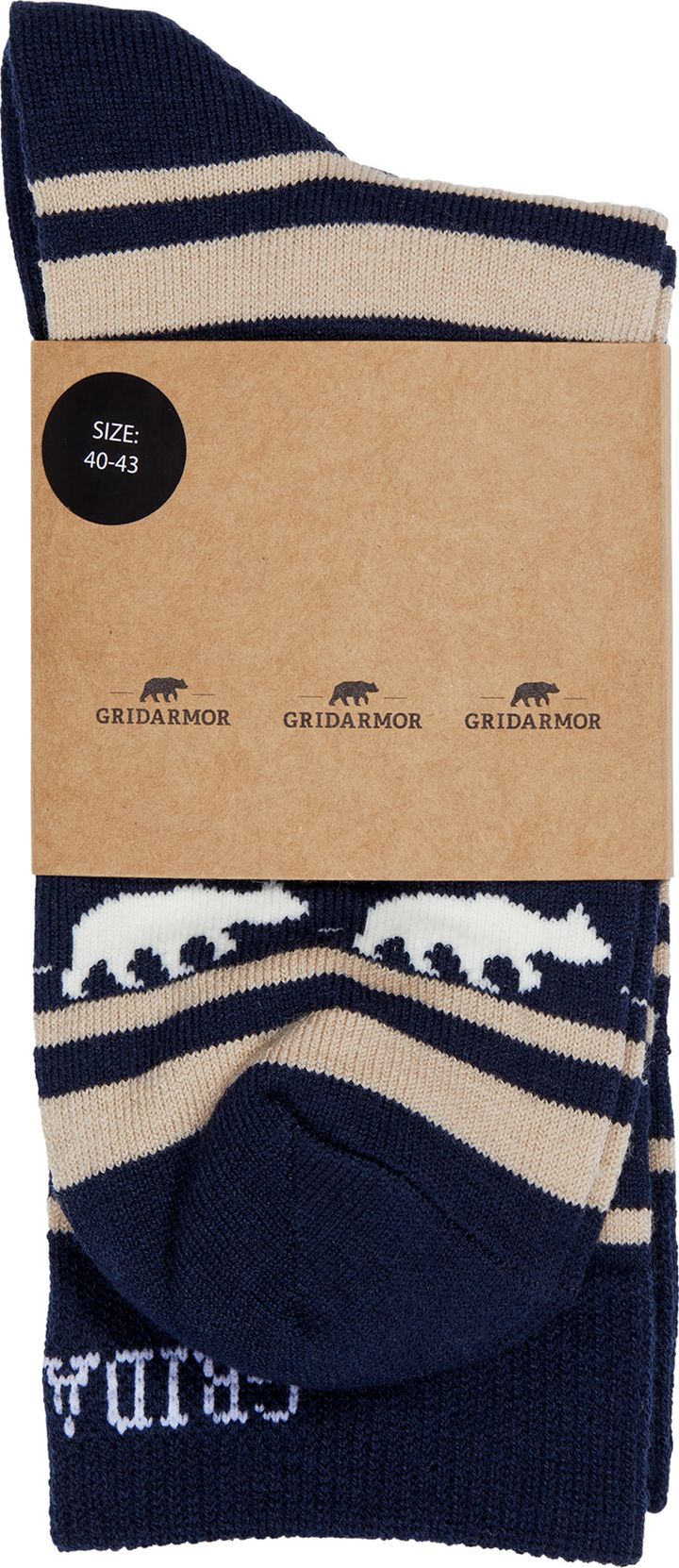 Gridarmor Striped Bear Merino Socks Navy Blazer Gridarmor