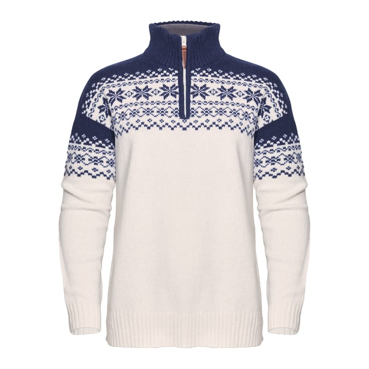 Gridarmor Women's Snøkrystall Half Zip Ullgenser White/Dark Navy Gridarmor