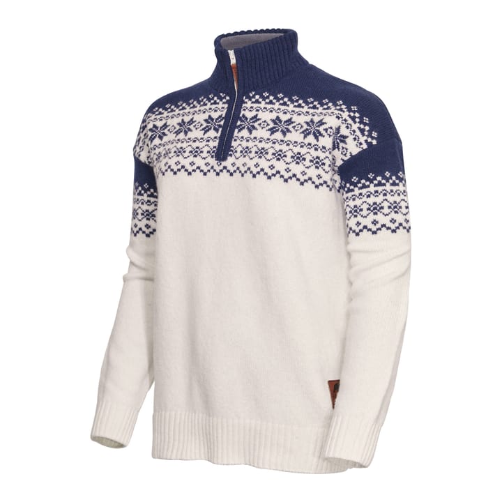 Gridarmor Women's Snøkrystall Half Zip Ullgenser White/Dark Navy Gridarmor