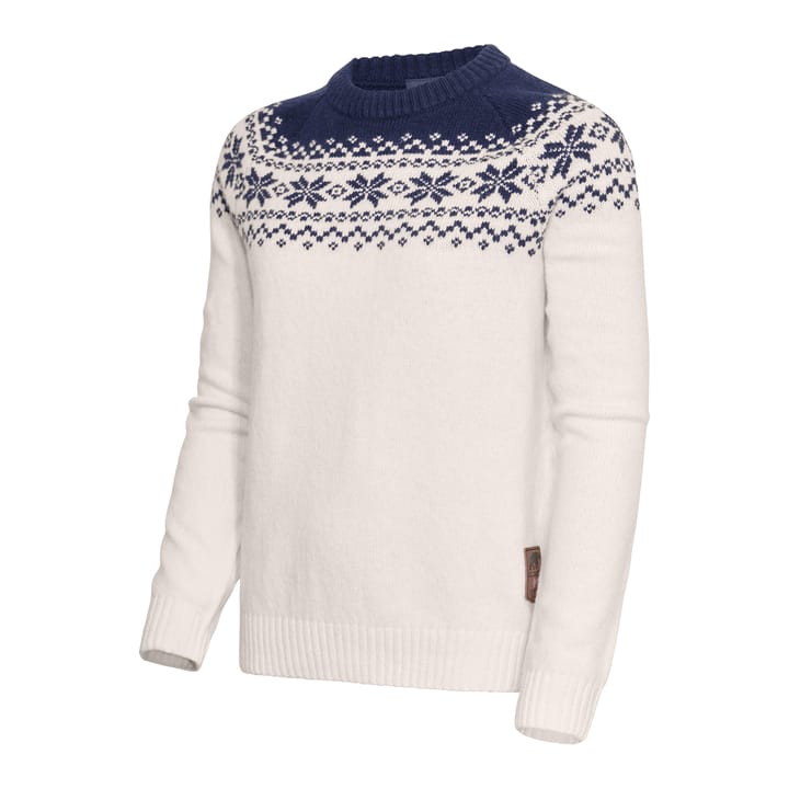 Gridarmor Women’s Snøkrystall Round Neck Ullgenser White/Dark Navy Gridarmor