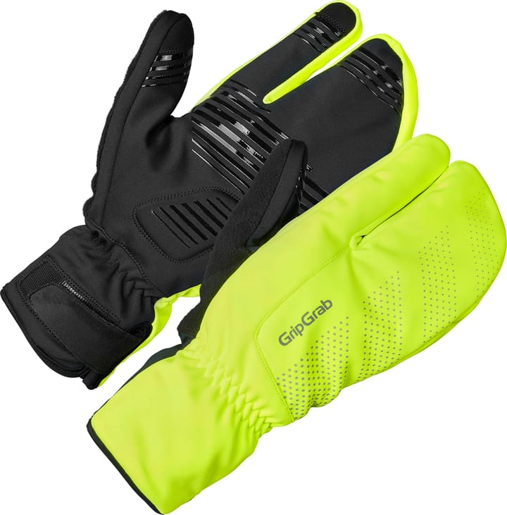 Gripgrab Ride Windproof Deep Winter Lobster Gloves Yellow Hi-Vis Gripgrab