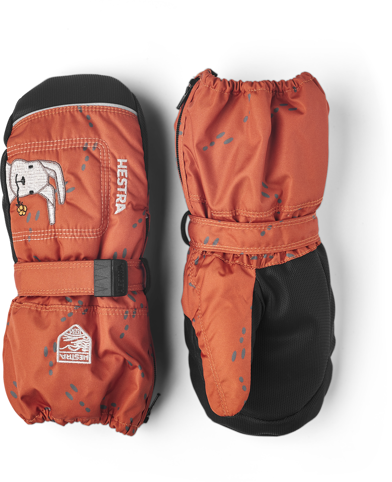 Hestra Baby Zip Long Mitt Orange Print