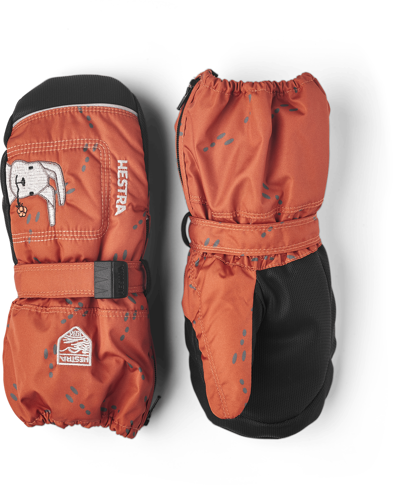 Hestra Baby Zip Long Mitt Orange Print