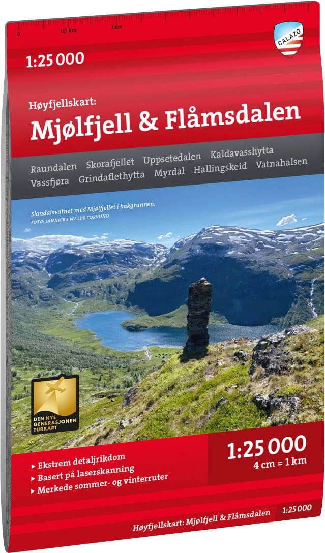 Calazo förlag Høyfjellskart Mjølfjell & Flåmsdalen 1:25 000 NoColour Calazo förlag