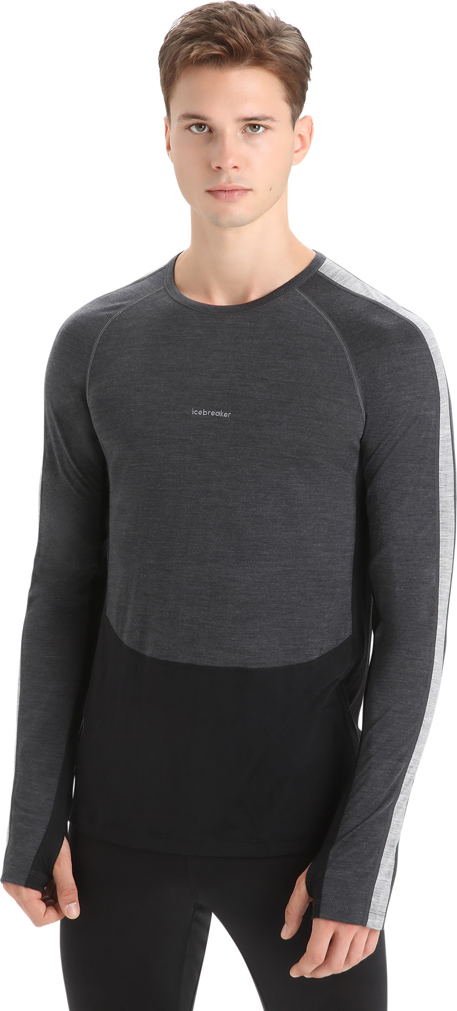 Icebreaker Men's 125 Zoneknit™ Long Sleeve Crewe JET HTHR/BLK/METRO H/CB