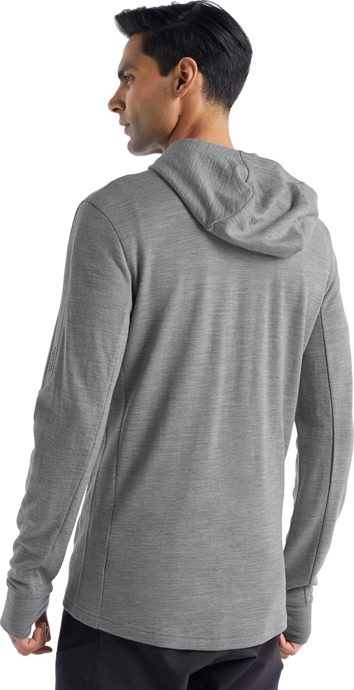 Icebreaker Men's Quantum III Long Sleeve Zip Hood Metro Heather/Black Icebreaker