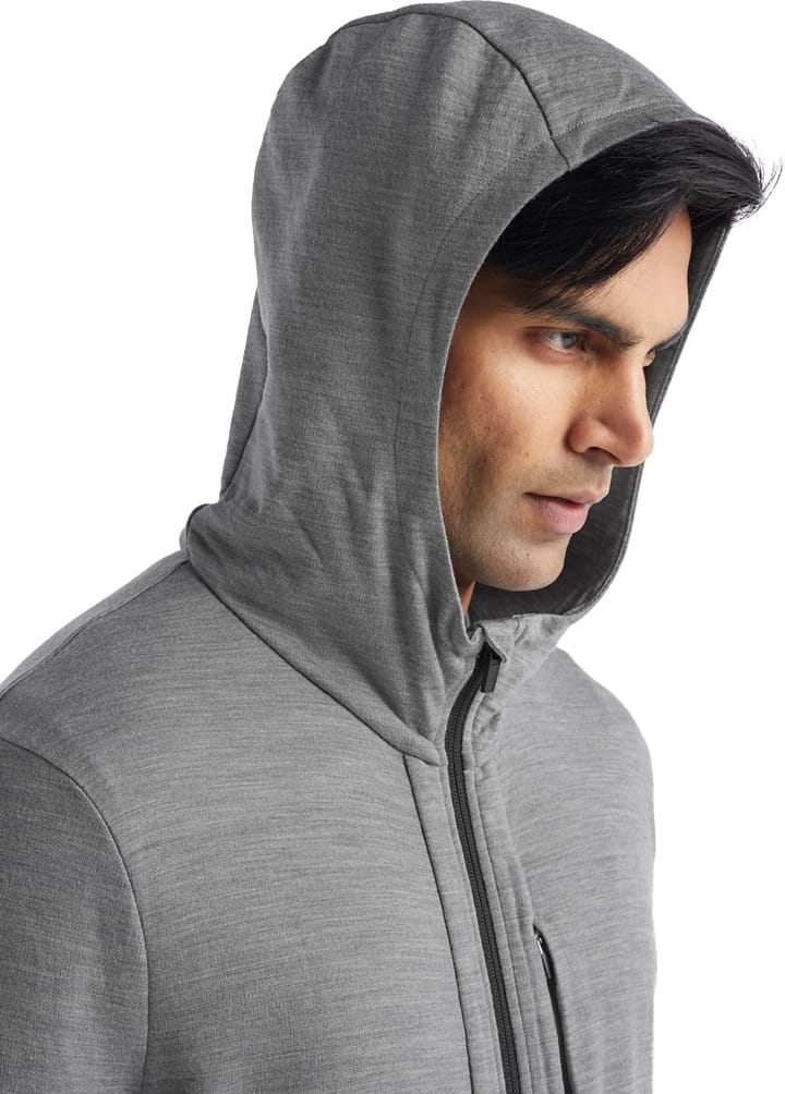 Icebreaker Men's Quantum III Long Sleeve Zip Hood Metro Heather/Black Icebreaker