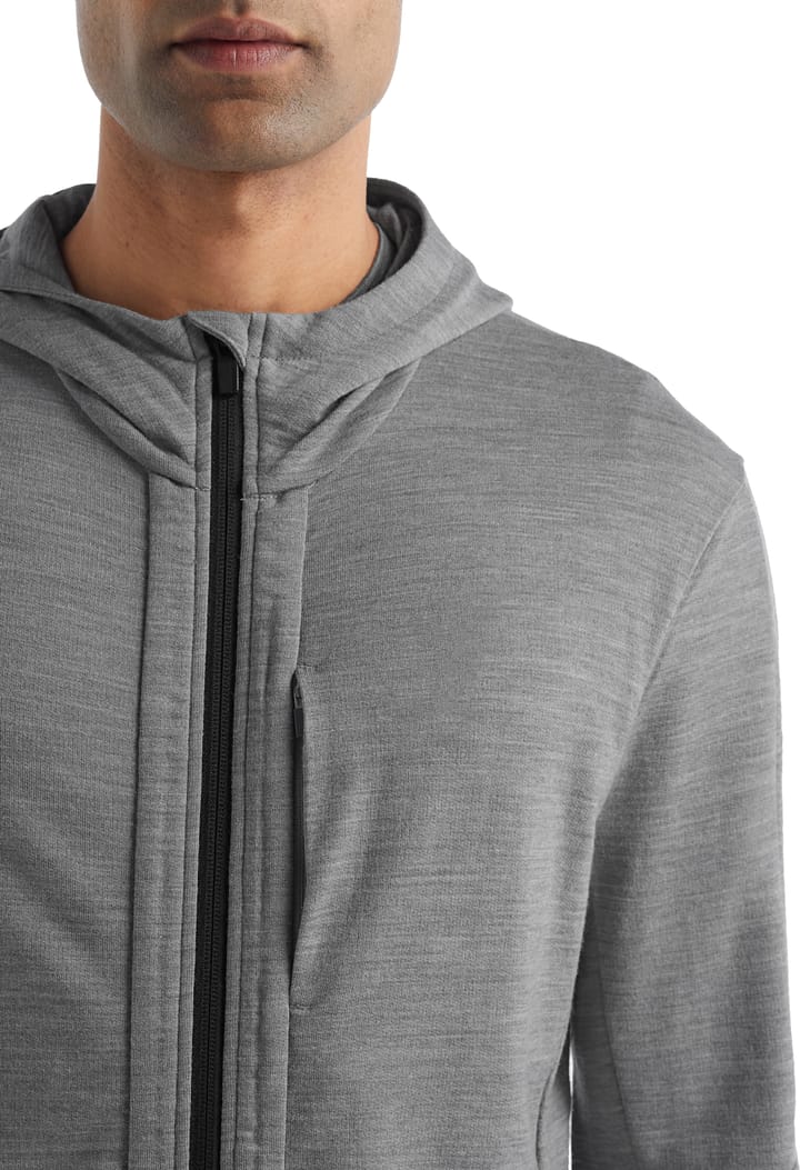 Icebreaker Men's Quantum III Long Sleeve Zip Hood Metro Heather/Black Icebreaker