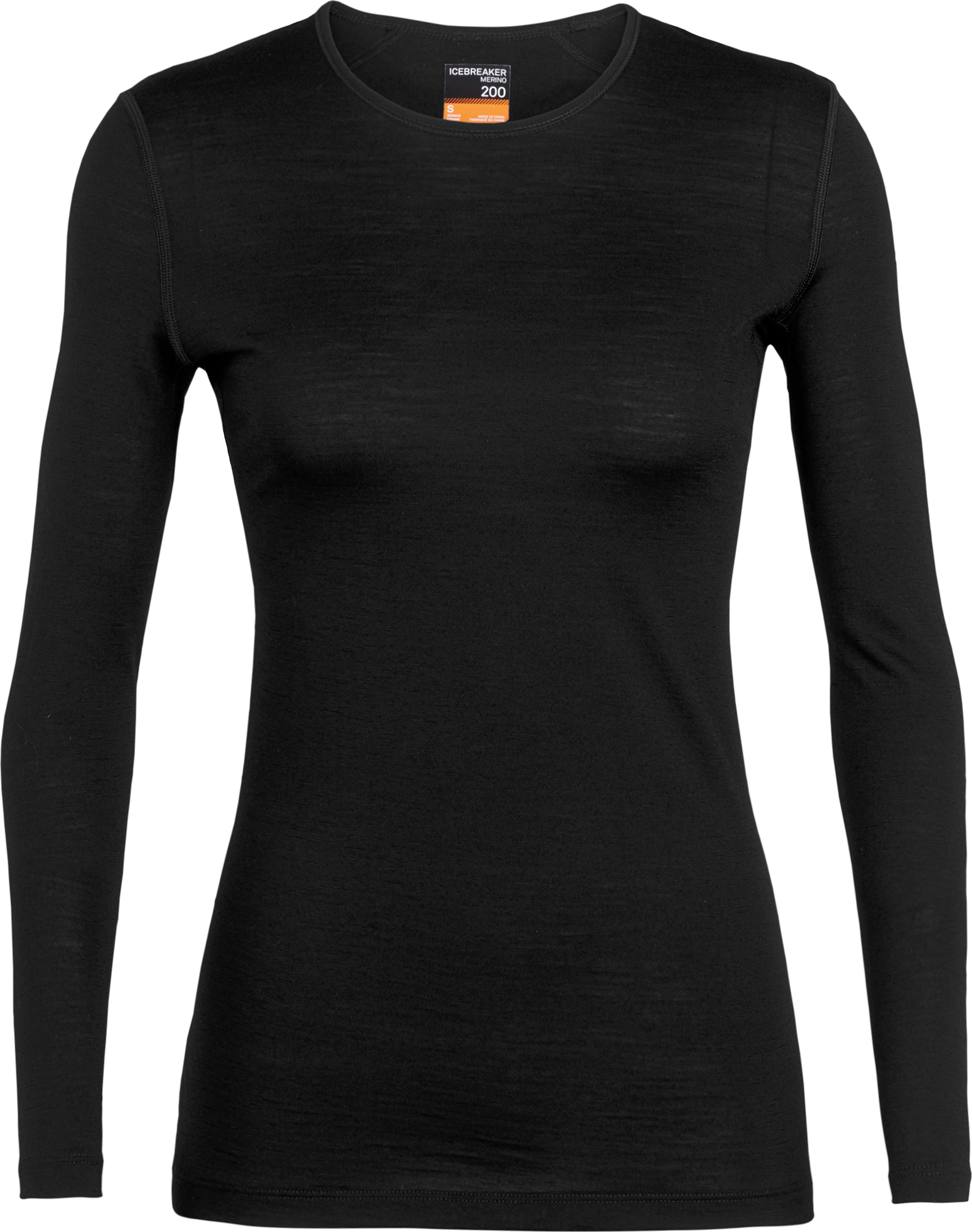 Icebreaker Women’s 200 Oasis Long Sleeve Crewe Black