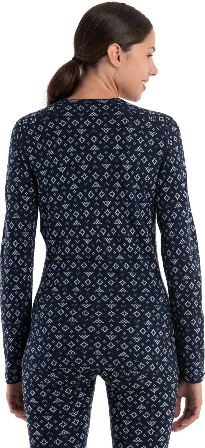 Icebreaker Women's Mer 260 Vertex Long sleeve Crewe First Snow Midnight Navy/Snow Icebreaker