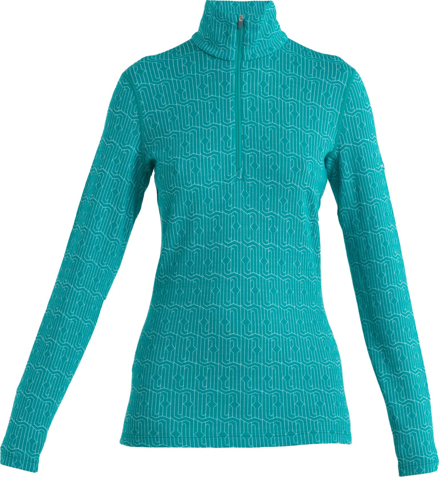 Icebreaker Women's Mer 260 Vertex Long Sleeve Half Zip Herenga Flux Green/Snow