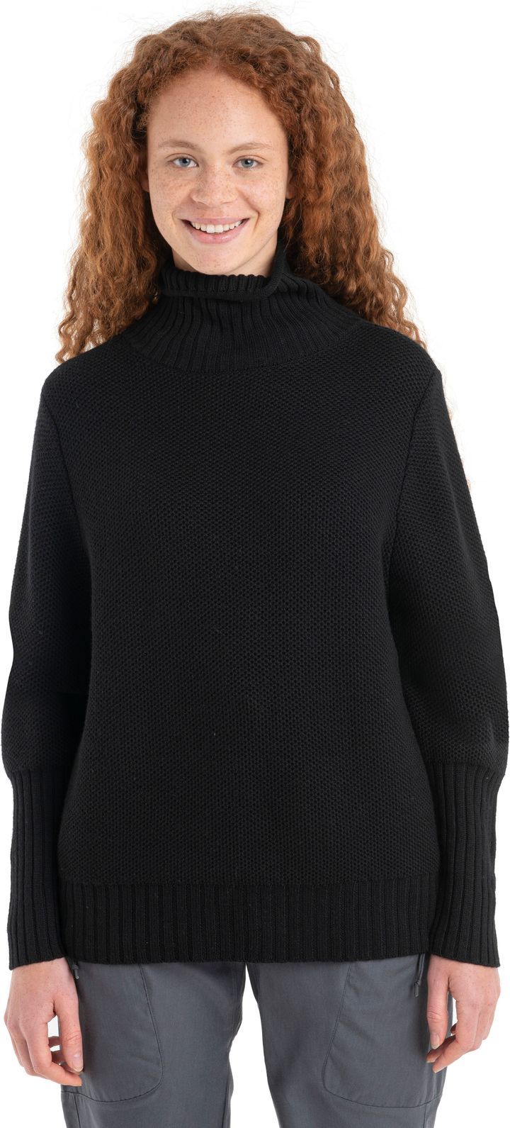 Icebreaker Women's Seevista Funnel Neck Sweater Black Icebreaker