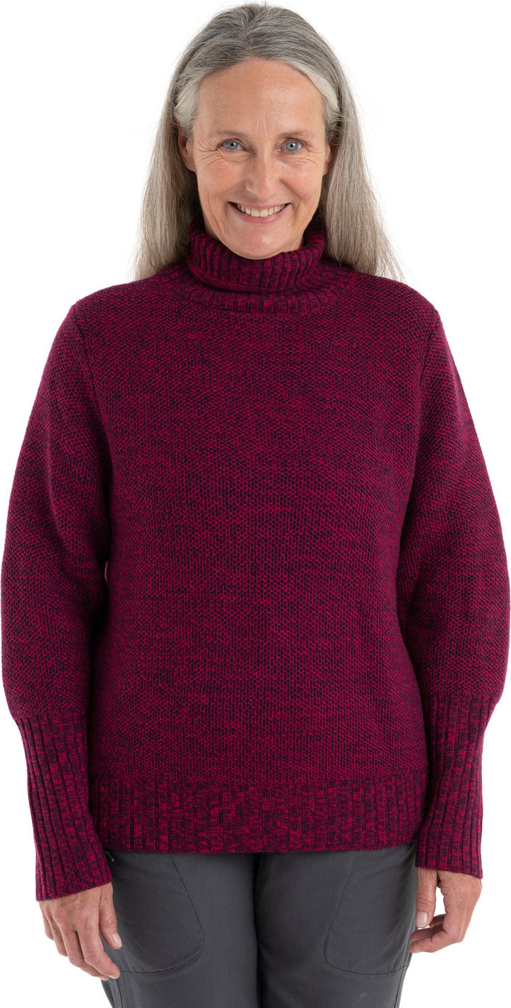 Icebreaker Women's Seevista Funnel Neck Sweater Nightshade/Electron Pink Icebreaker