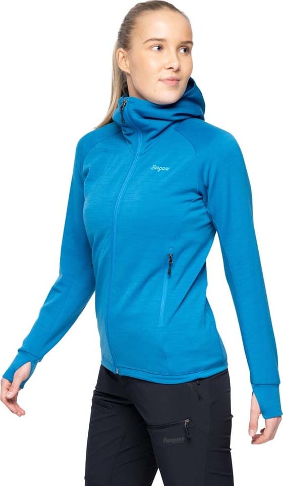 Bergans Women's Rabot Merino Tech Midlayer Hoodie Dark Aqua Lagoon Bergans