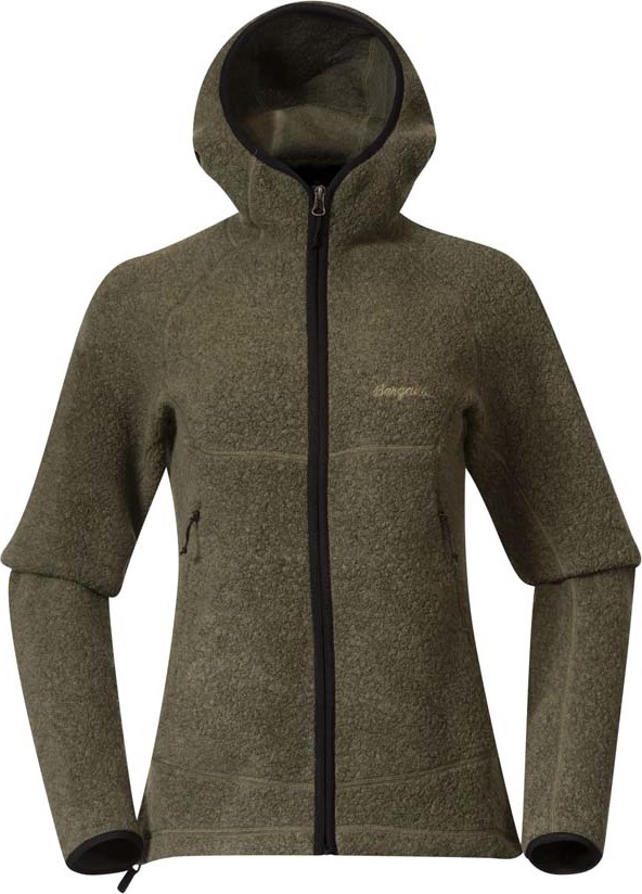 Bergans Women’s Vaagaa Merino Terry Midlayer Hoodie Green Mud