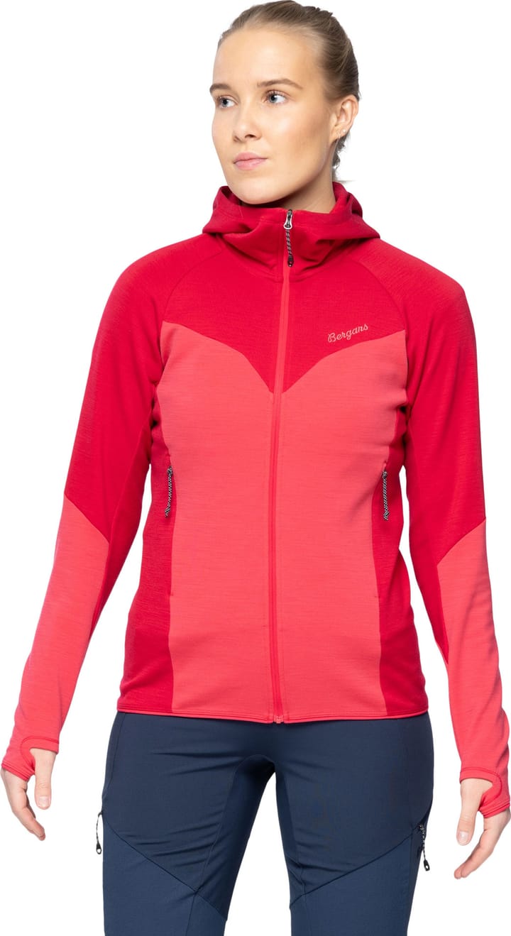 Bergans Women's Tind Merino Hood Jacket  Alpine Rose/Light Alpine Rose Bergans