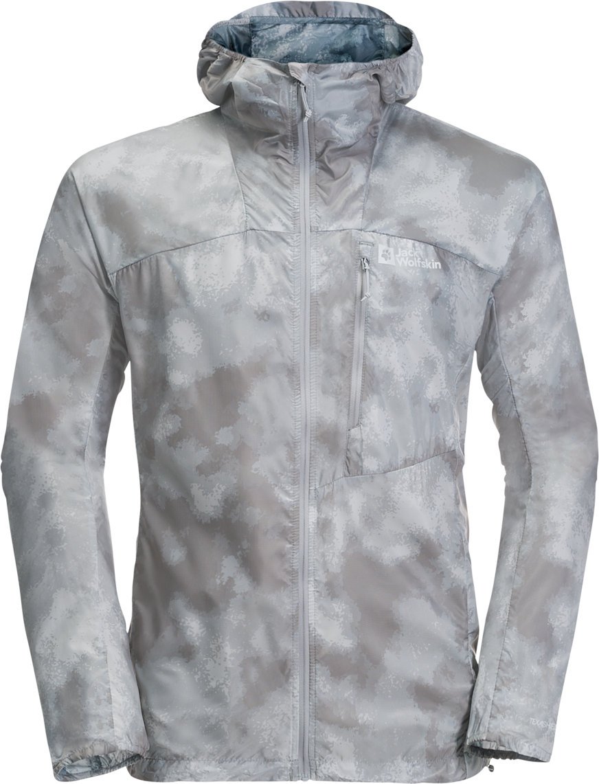 Jack Wolfskin Men’s Prelight Windbreaker Silver Grey All Over