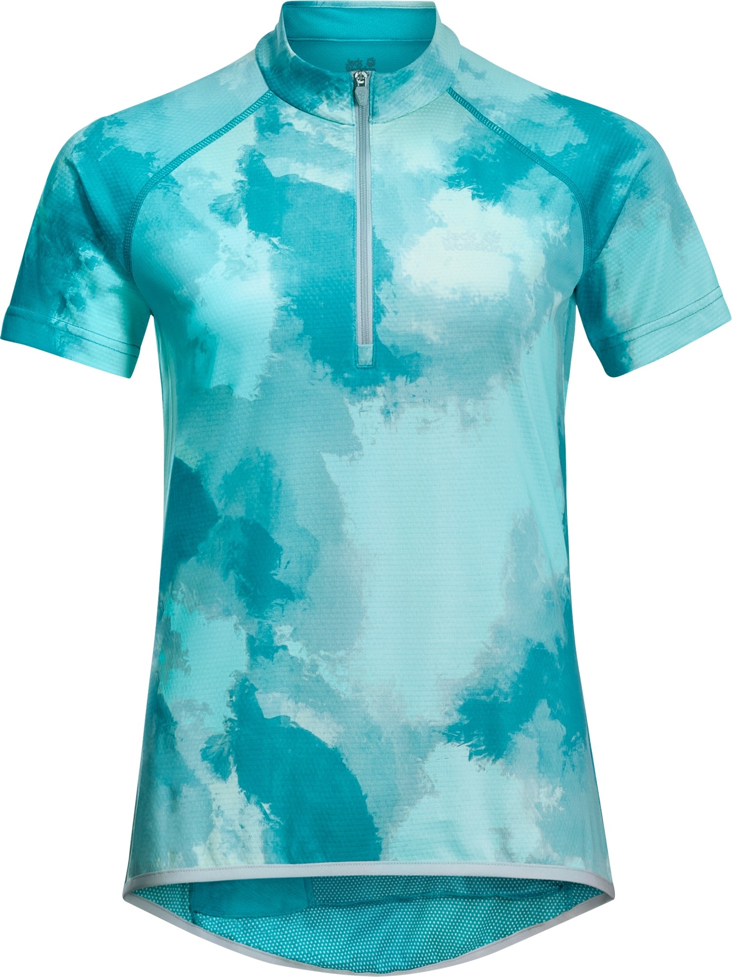 Jack Wolfskin Women’s Tourer Halfzip Print Tee Dark Aqua Allover