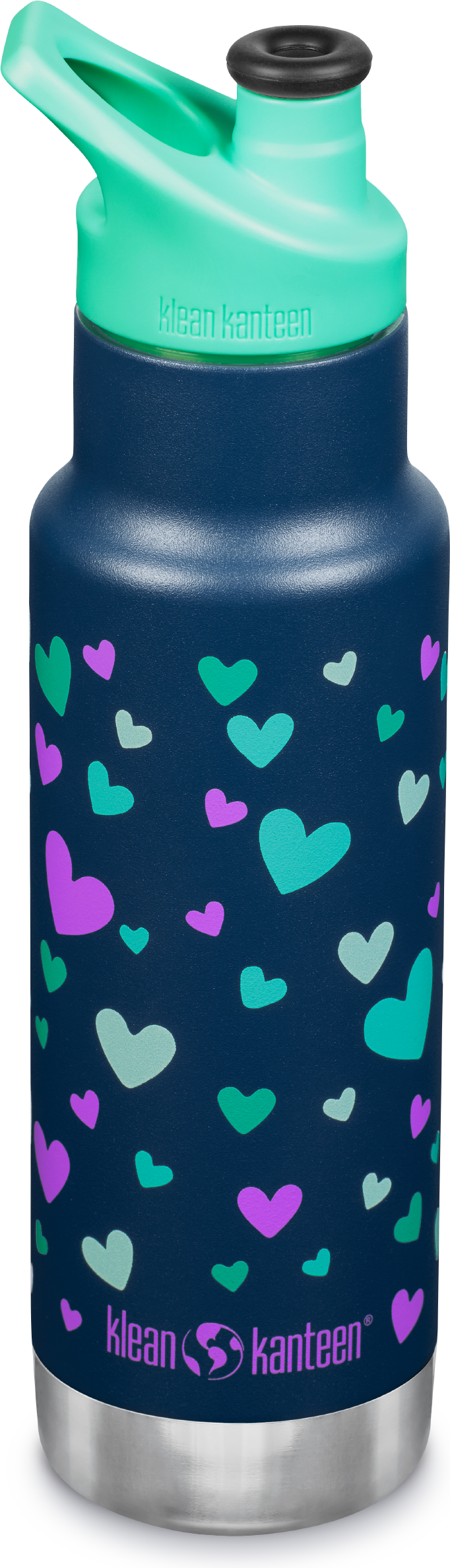 Klean Kanteen Kids’ Insulated Classic Narrow 355 ml (Sport Cap) Navy Hearts