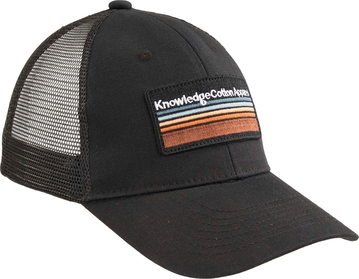 Knowledge Cotton Apparel Badge Twill Trucker Cap Black Jet