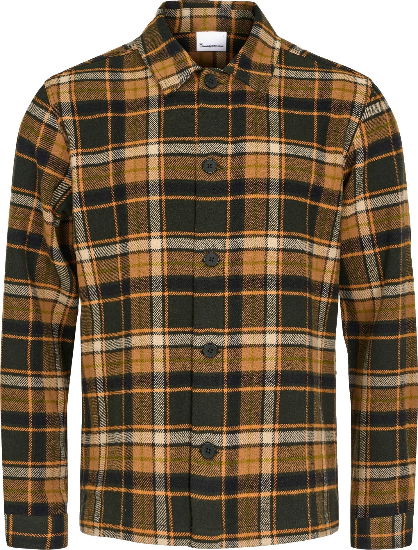 Knowledge Cotton Apparel Men's Big Checked Heavy Flannel Overshirt Forrest Night